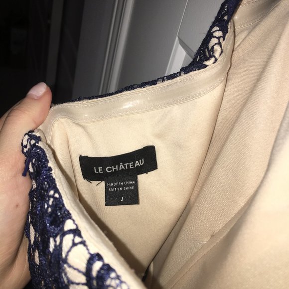 Strapless Navy Blue Lace Dress (Size 1) - Picture 4 of 5